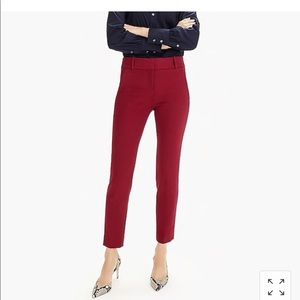 J crew Cameron slim crop pant in burgundy